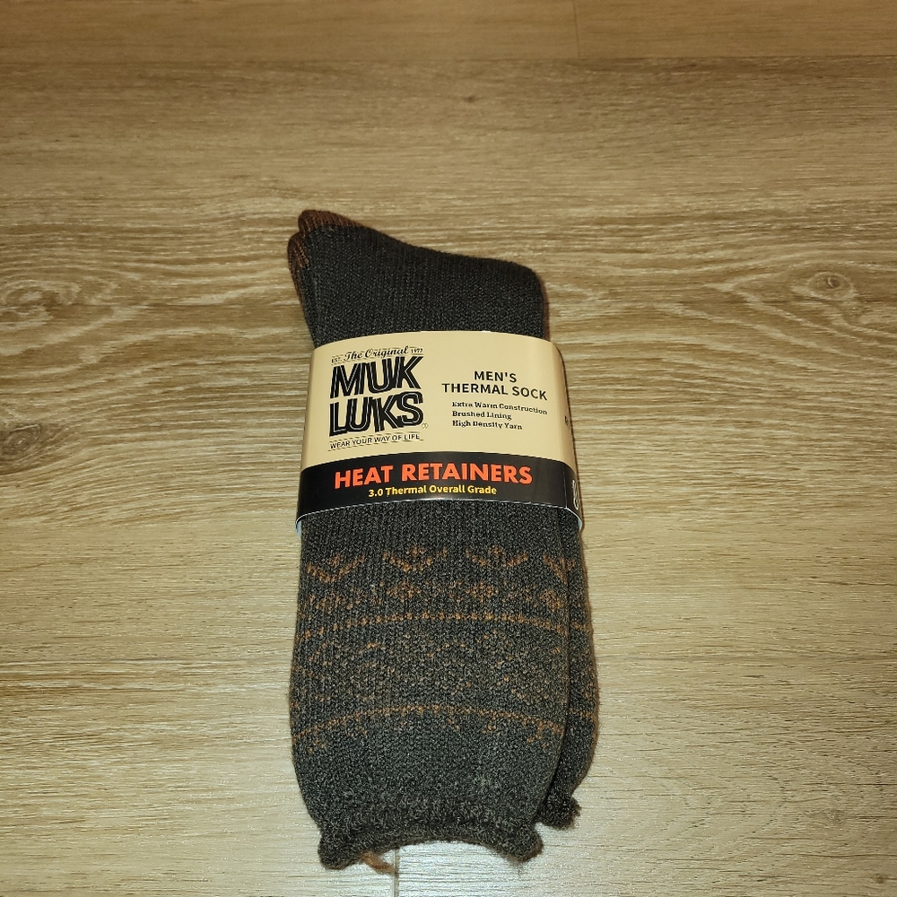 Muk Luks Men Socks Thermal 1 Pair Heat Retainers 3.0 Brown High Density New